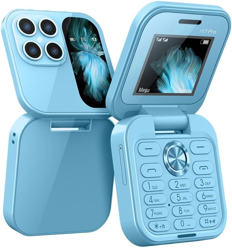 i17 PRO - Mini Foldable Cell Phone, HD Camera, Messages, Internet, Fm Radio, Dual Sim, Flashlight, Foldable
