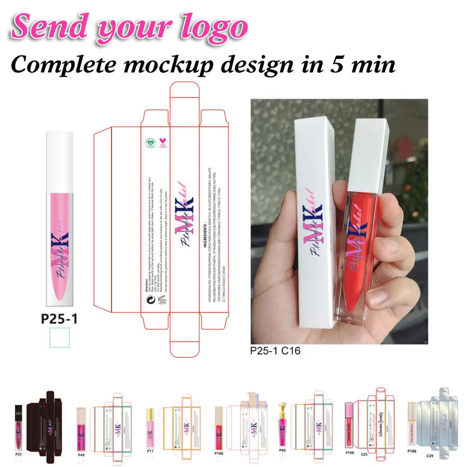 Vegan Waterproof Lip Plumper Glitter Custom Logo Lip Gloss